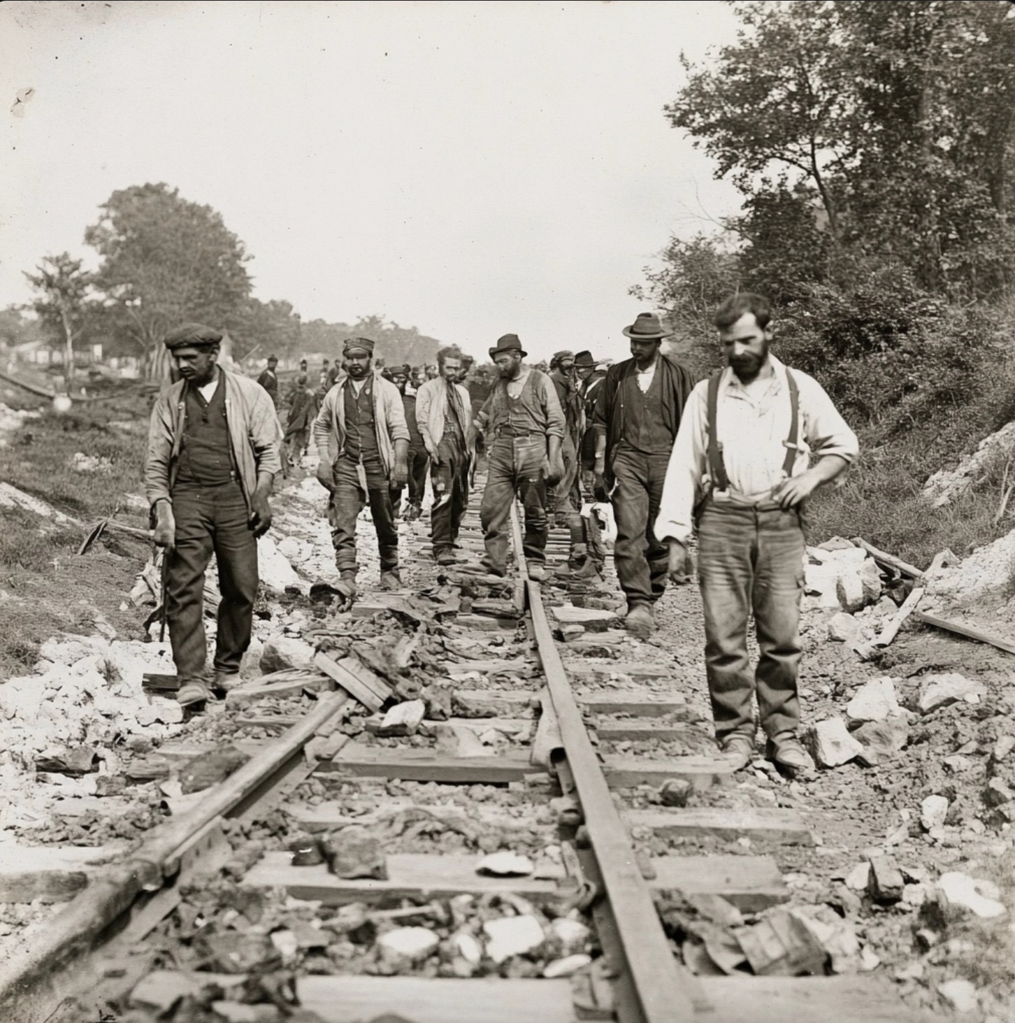 Immigrants working on the railway