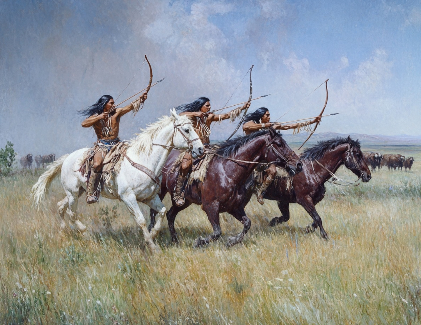 Native Americans Riding Horses with bows Native Americans Riding Horses with bows