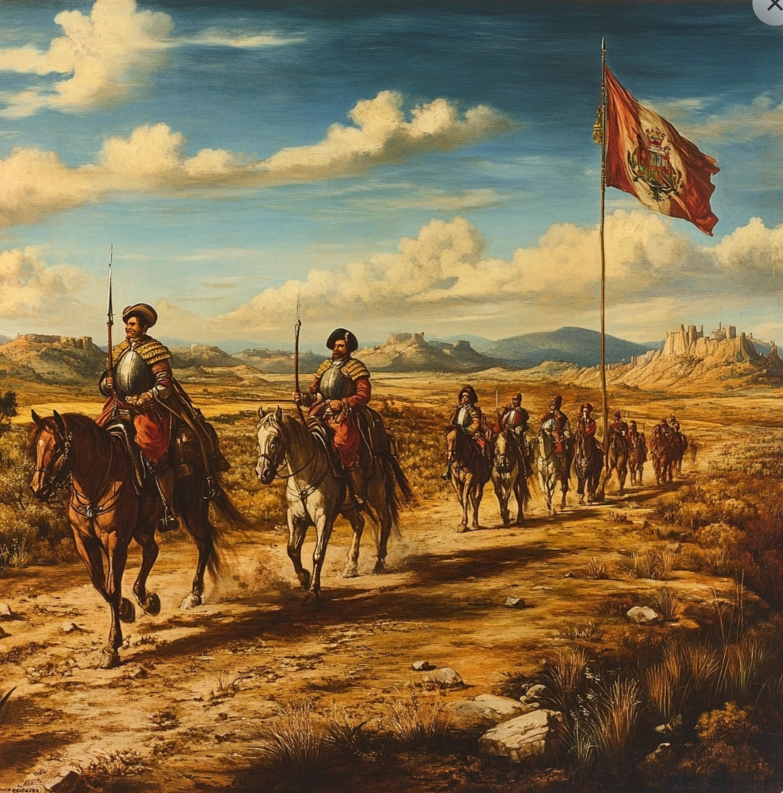 Spanish Explorers Crossing a Barren Plain Spanish Explorers Crossing a Barren Plain