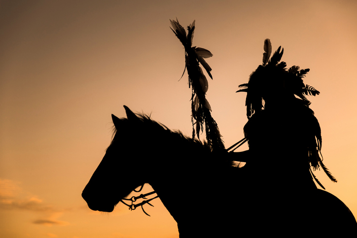 Native American with Orange Sky